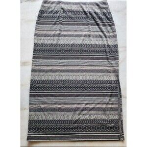 J Jill Women's Size Medium Long Skirt Striped Gray Midi Pull On Elastic Waist